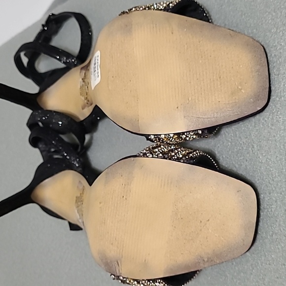 EXPRESS Women's Black Rhinestone Strappy 4 inch Open Toe Heels - Size 7.5 - Picture 12 of 12